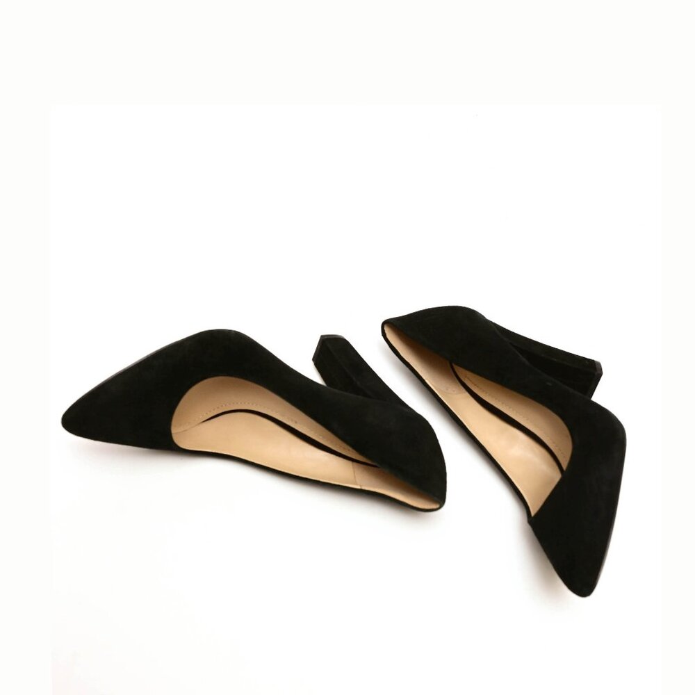 BCBG Black Suede Leather Pumps with Block Heel 7.5 M - Picture 3 of 12